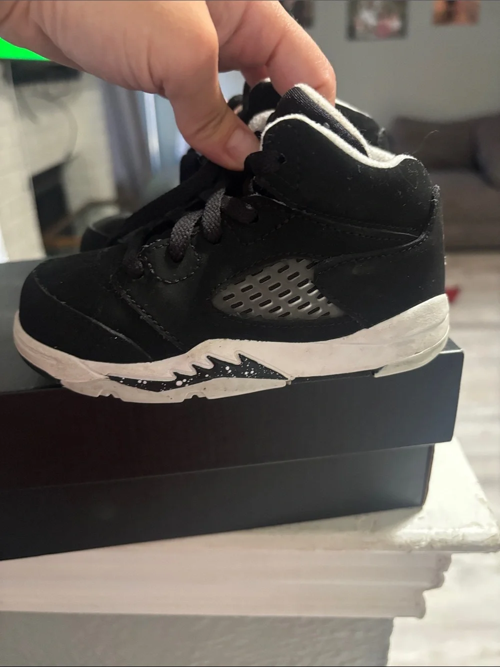Jordan Kids Black and White High-Top Sneakers
